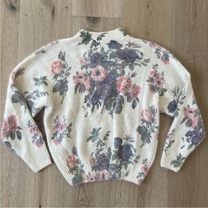 Floral Knit Vintage 80s Women’s De Rotchild Silk Blend Sweater  Sz M *O17